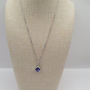Joan Rivers Silver Tone Blue Purple Pendant Rhinestone Accent
